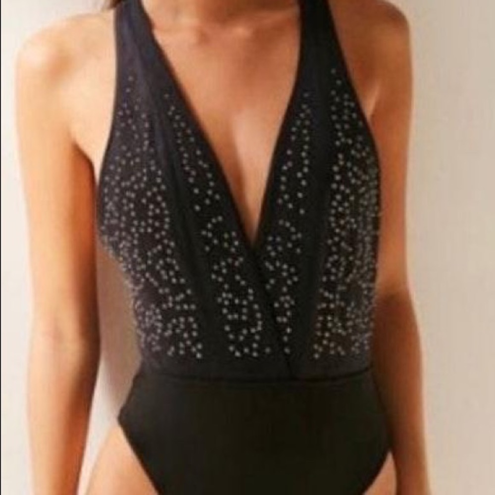 Urban Outfitters Black Studded Bodysuit